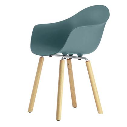 TOOU-TA-YI-armstoel-blauw-Onderstel-naturel Eetkamerstoel TOOU Blauw