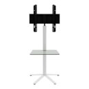 Hioshop Xila TV-meubel met 1 glazen plank, Wit, helder glas.